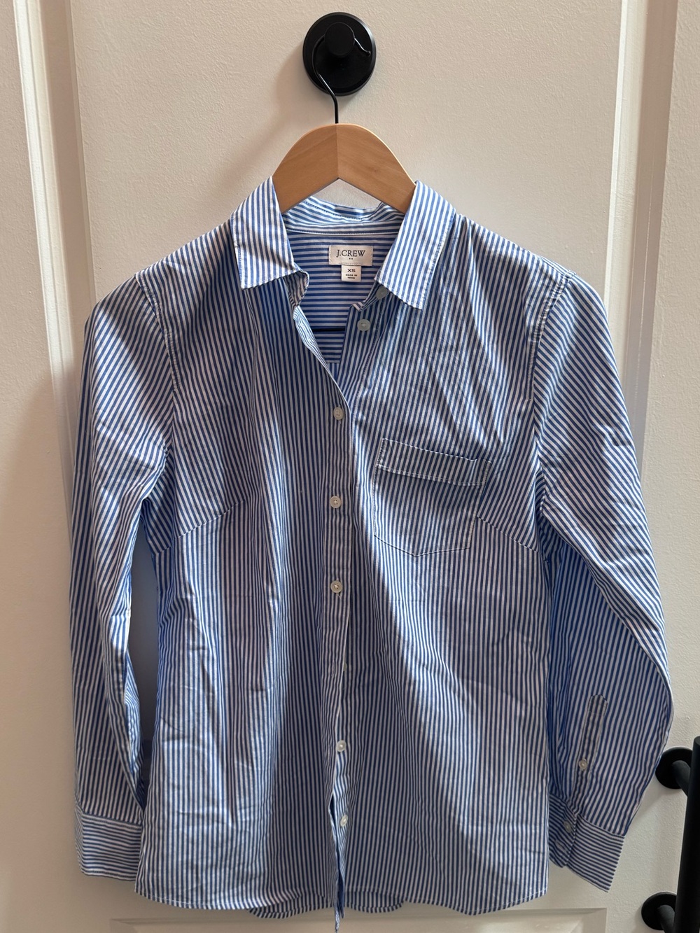 J. Crew Factory Blue and White Striped Button-Down Shirt